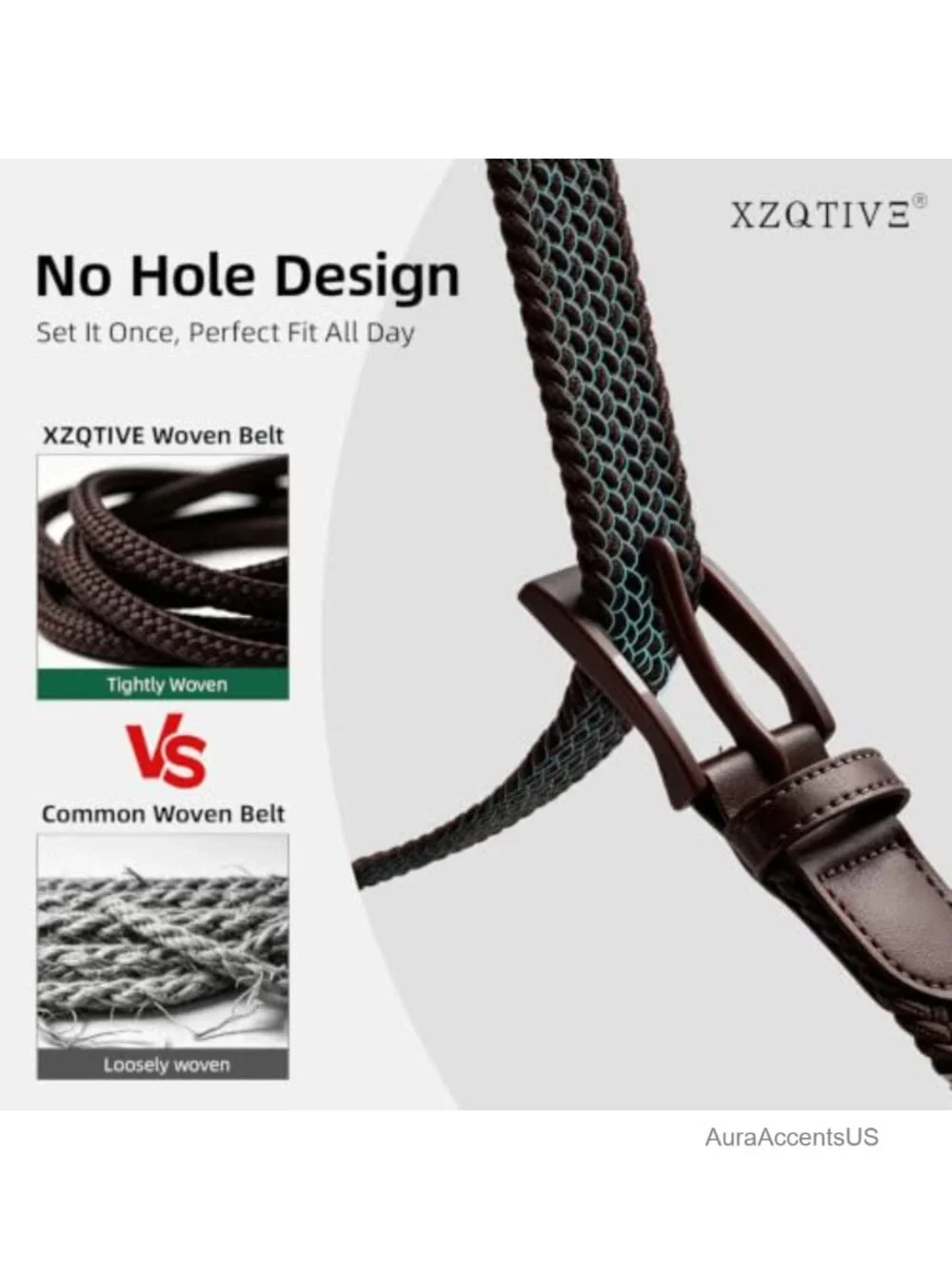 Elastic Braided Stretch Belt TSA Approved No Hole Mens Casual Golf Belt